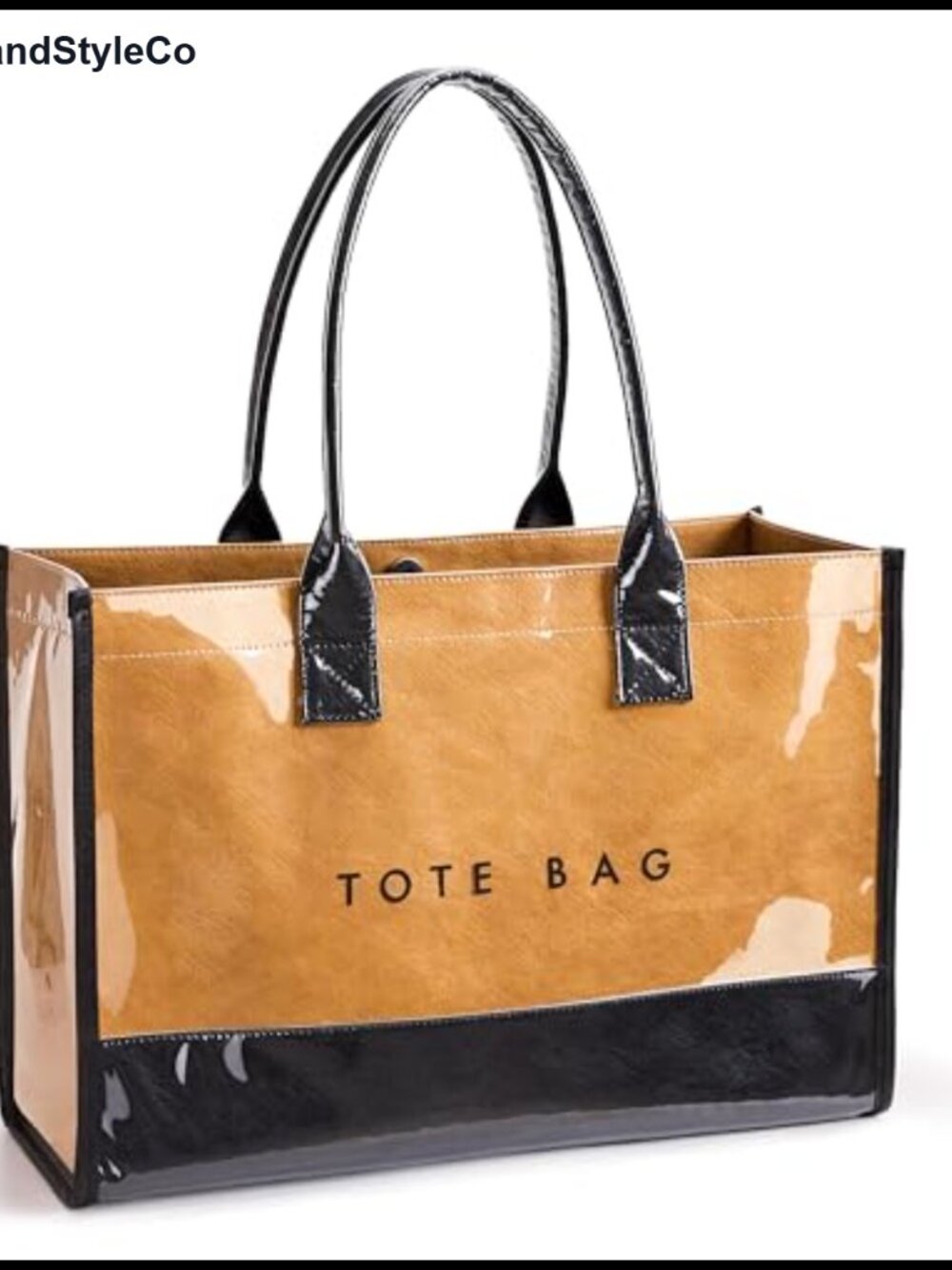 Large PVC Tote Bag Water-Resistant Shoulder Handbag with Pockets